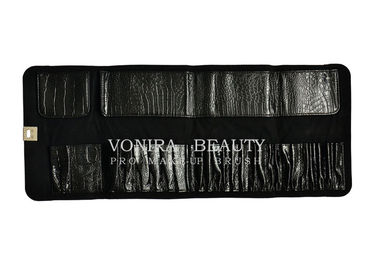 Винтажный кожаный чесальный валок макияжа вверх по черноте сумки случая карандаша ручки мешка косметической