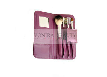 Щетинка природы изготовленного на заказ подарка щетки макияжа перемещения косметического установленные и случай пурпура зеркала