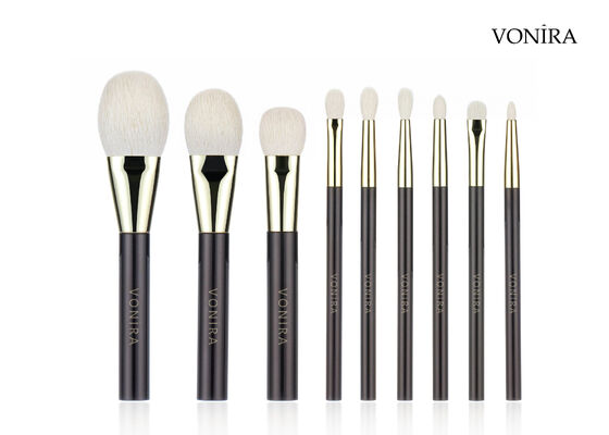 Кисть для румян Vonira Custom Wholesale Natural White Goat Hair Flat Dark Brown Handle Makeup Cheek Blusher Brush